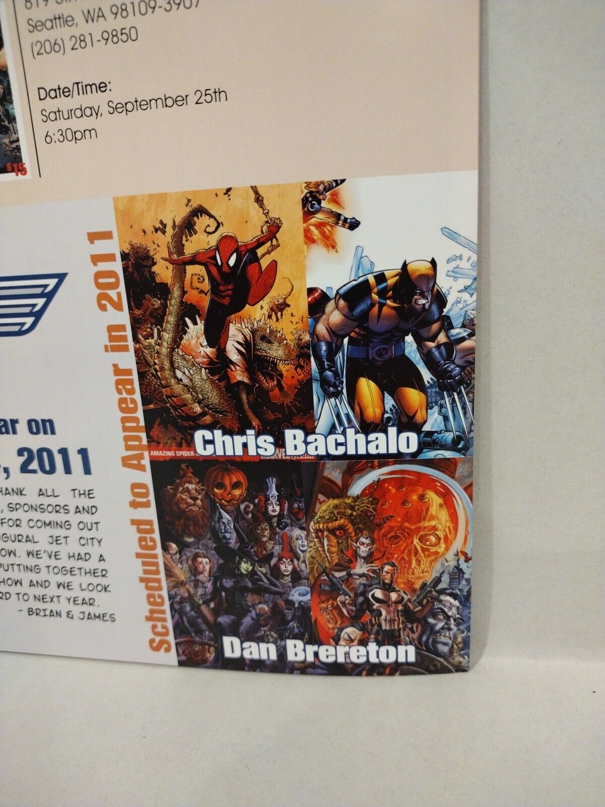 Jet City Comic Show 2010 Program Signed Tim Vigil Dan Panosian Cover Art