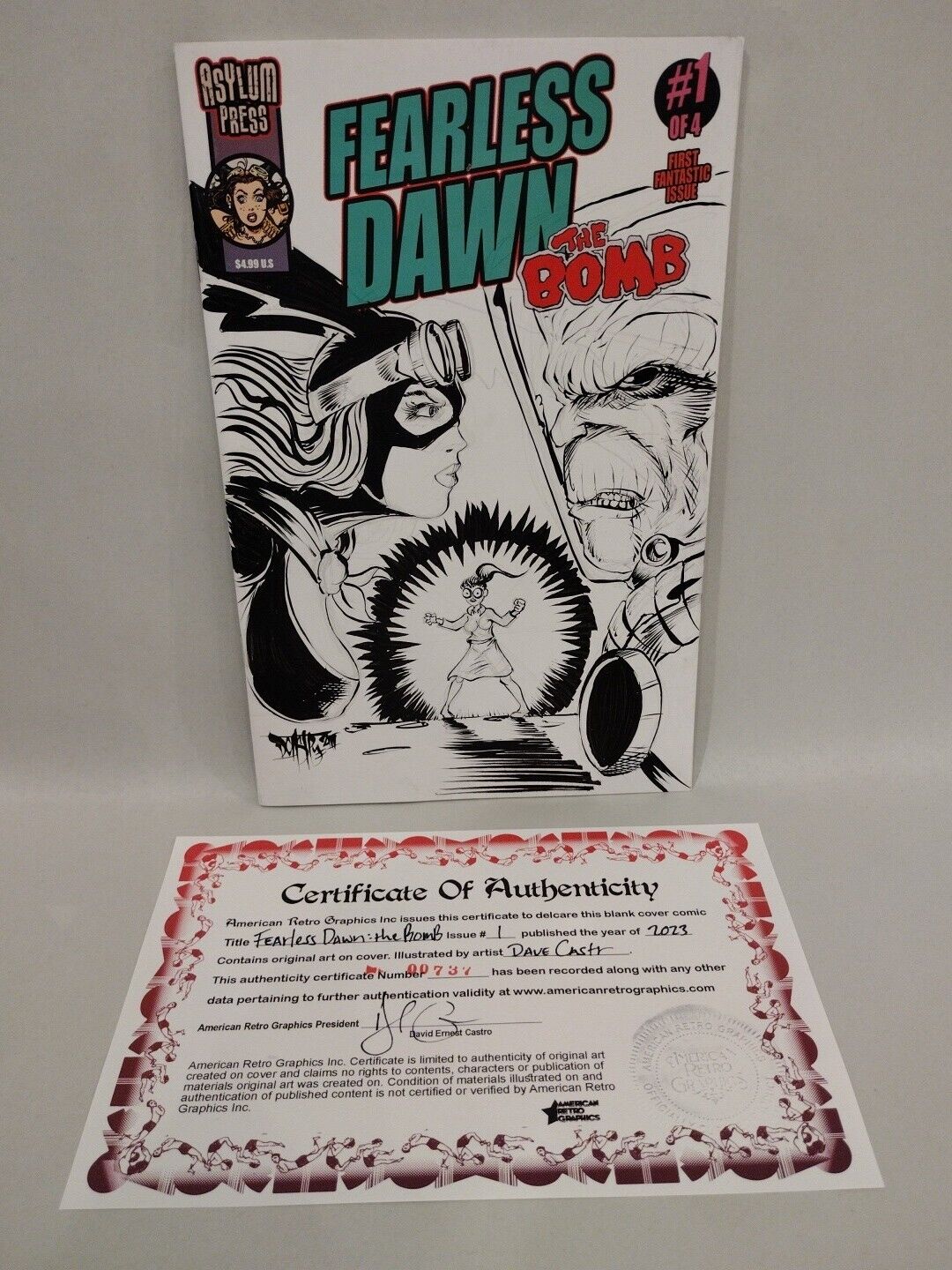 Fearless Dawn The Bomb #1 (2023) Asylum Press Blank Sketch Cover W Original Art