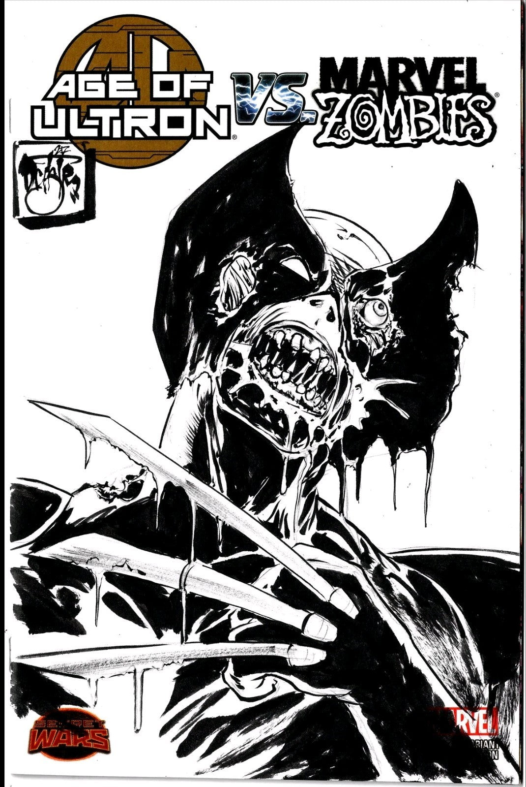 Age of Ultron vs Marvel Zombies #1 Sketch Cover Variant w Original Wolverine Art