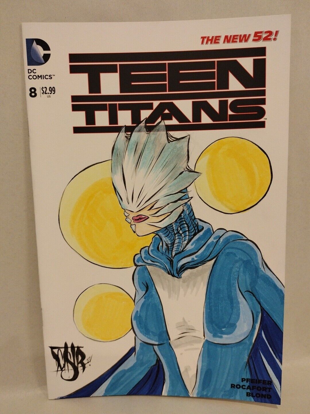 Teen Titans #8 (2015) DC Sketch Variant Comic W Original Dave Castr Raven Art