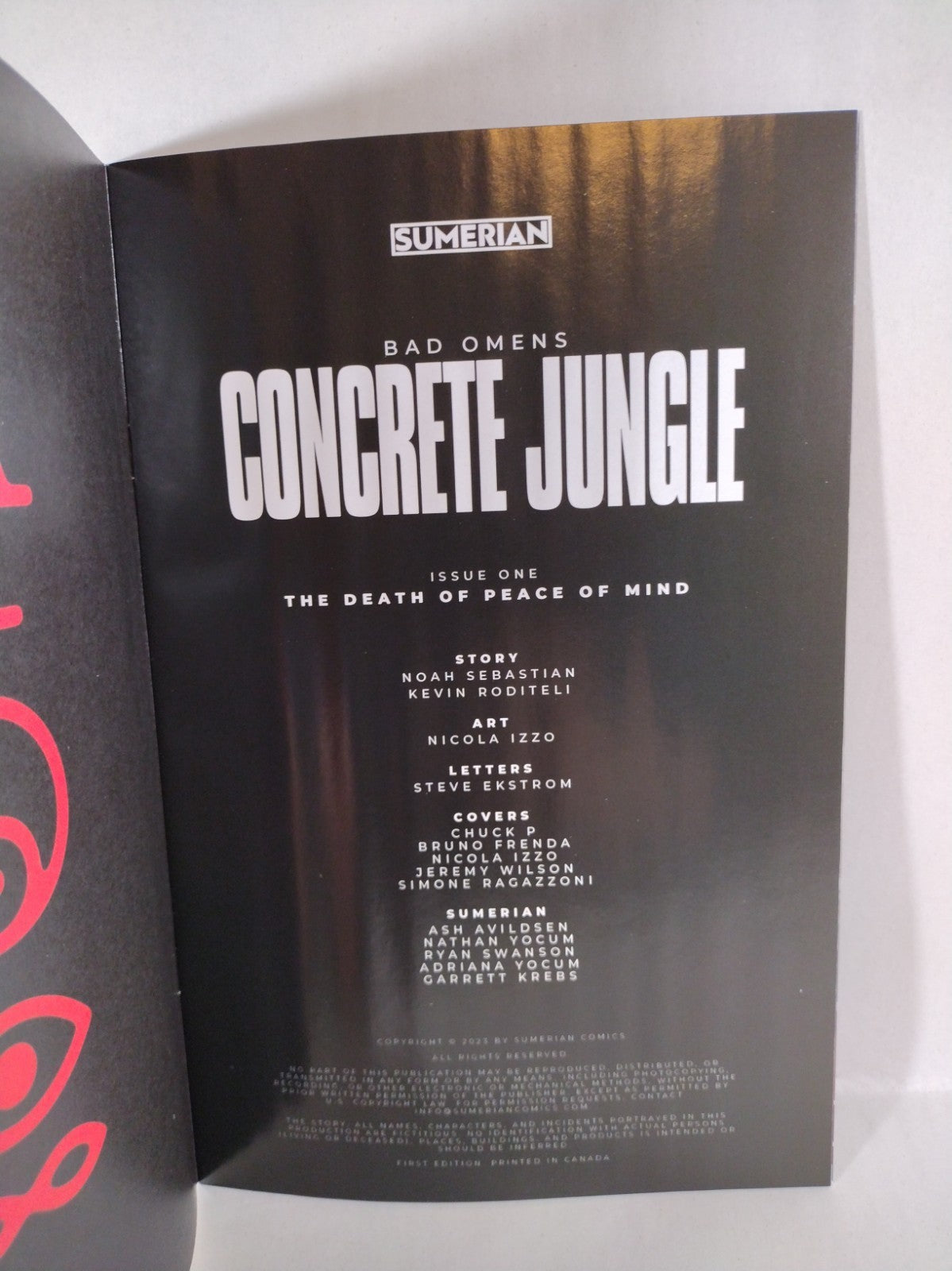 Bad Omens Concrete Jungle #1 (2023) Sumerian Blank Sketch Cover Variant Comic NM
