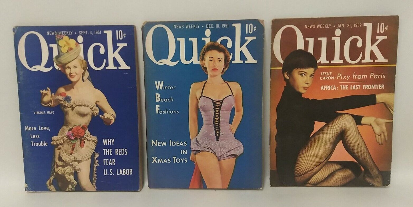 Quick News Weekly (1951) Pocket Mini Magazines Pin-Up Girl covers