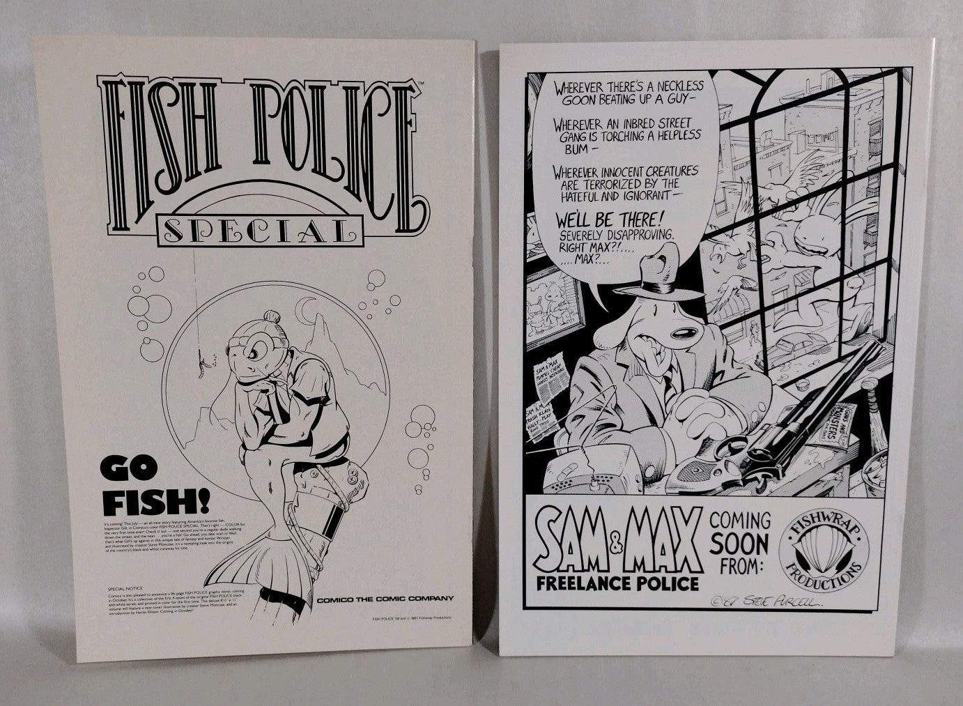 FISH POLICE (1986) Fishwrap Comic Lot #1 2 3 4 5  7 8 9 10 Special 1 Hairballs