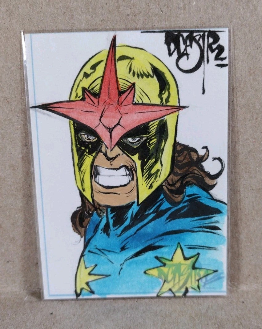 Dave Castr Crusin (2025) OAC Sketch Card W Original Marvel Nova Art 