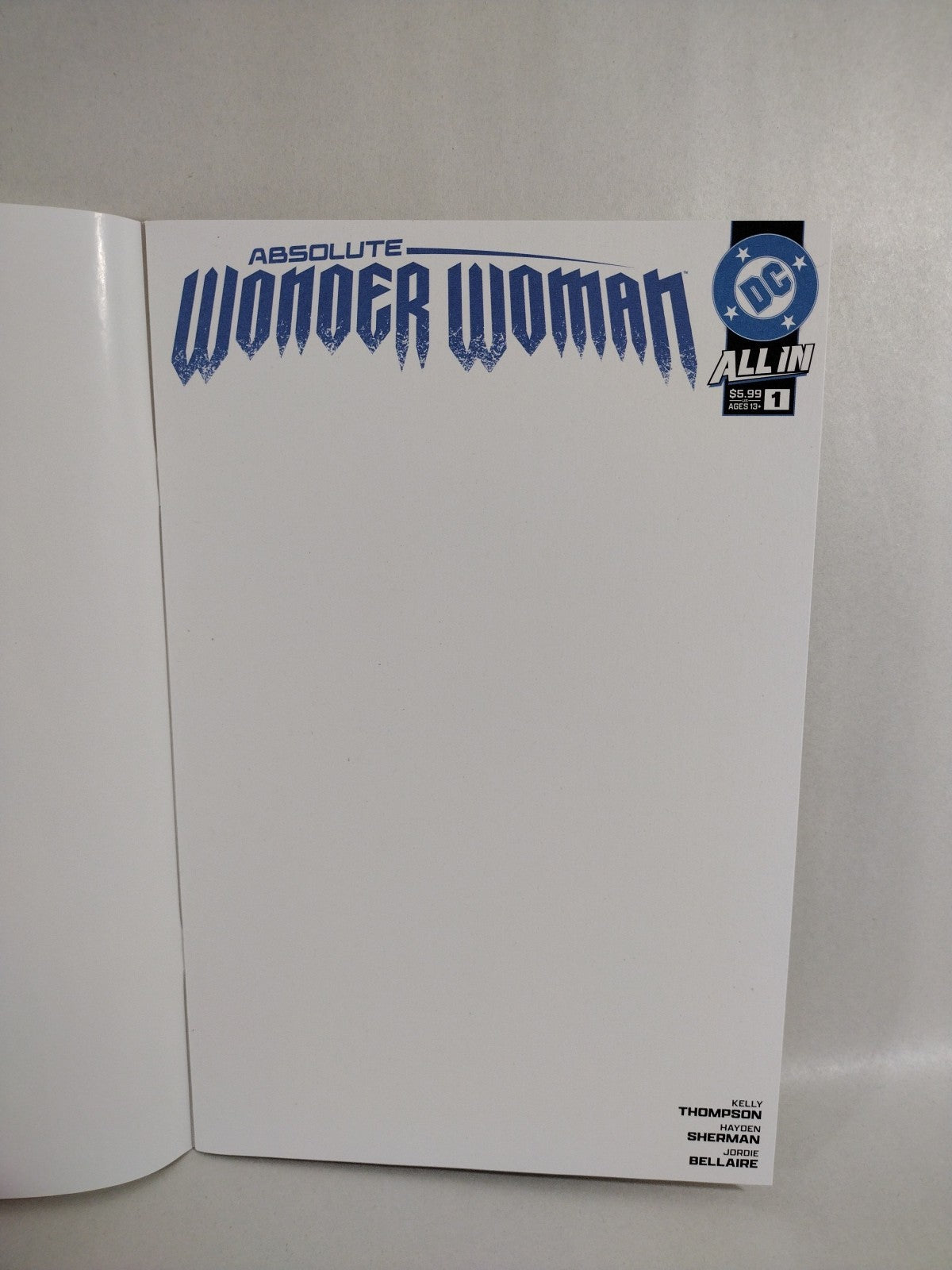 Absolute Wonder Woman #1 (2024) DC Comic Blank Sketch Variant Cover