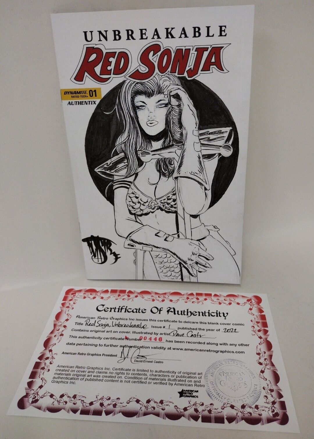 Unbreakable Red Sonja 1 (2022) Blank Variant Comic W Original Art ARG COA 446