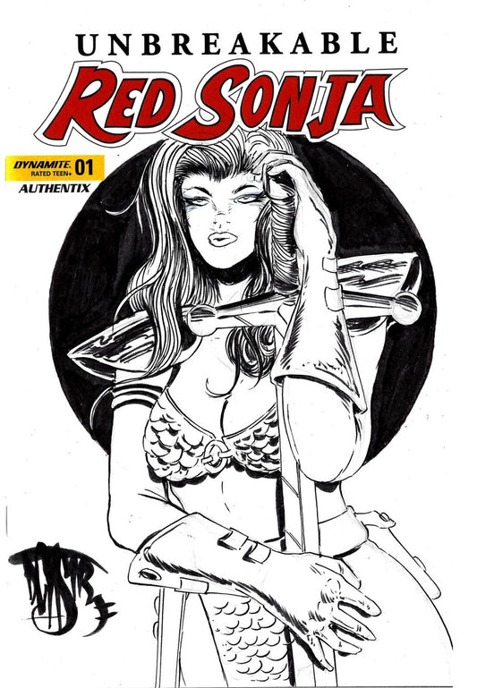Unbreakable Red Sonja 1 (2022) Blank Variant Comic W Original Art ARG COA 446