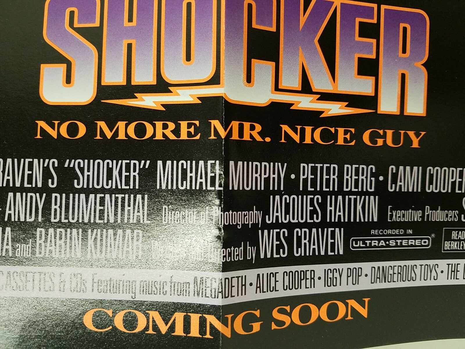 1989 Wes Craven's Shocker DC Comics Promotional Poster - 11 3/8" x 17 3/4"