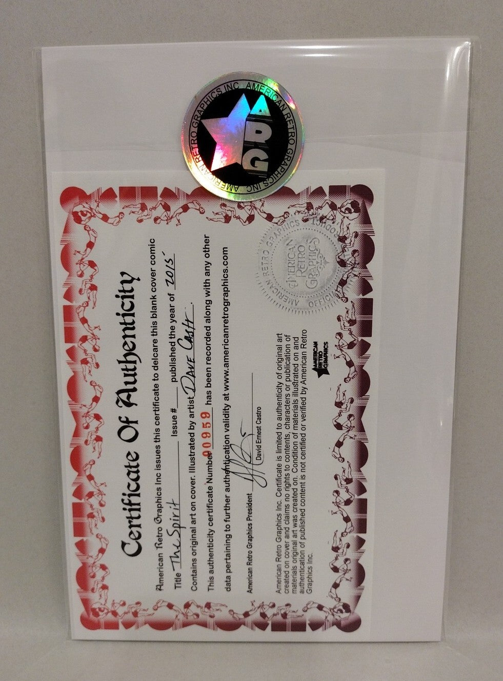 The Spirit #1 Blank Sketch Variant Cover Comic 2015 W Original Art Dave Castr