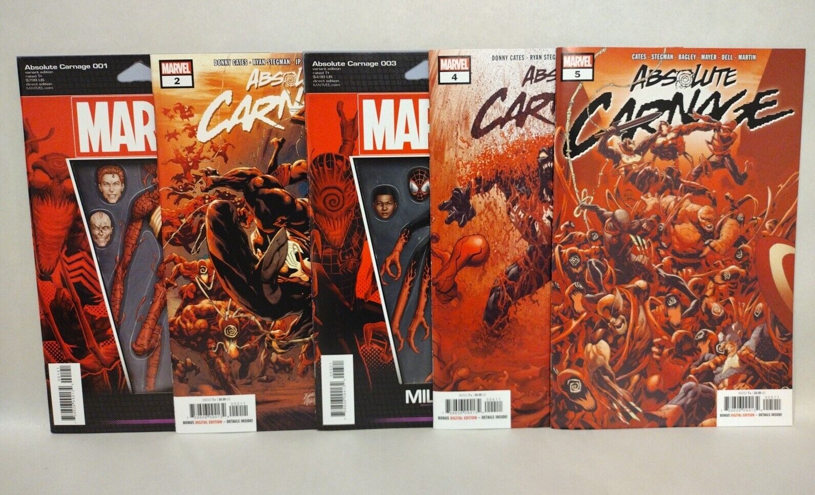 Absolute Carnage 2019 1-5 Complete Marvel Comic Set Venom Knull 1 2 3 4 5 VF-NM