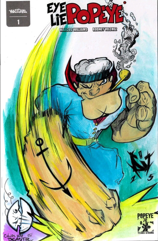 Popeye Eye Lie 1 (2024) Massive Sketch Variant Comic W Original Jose Guillen Art