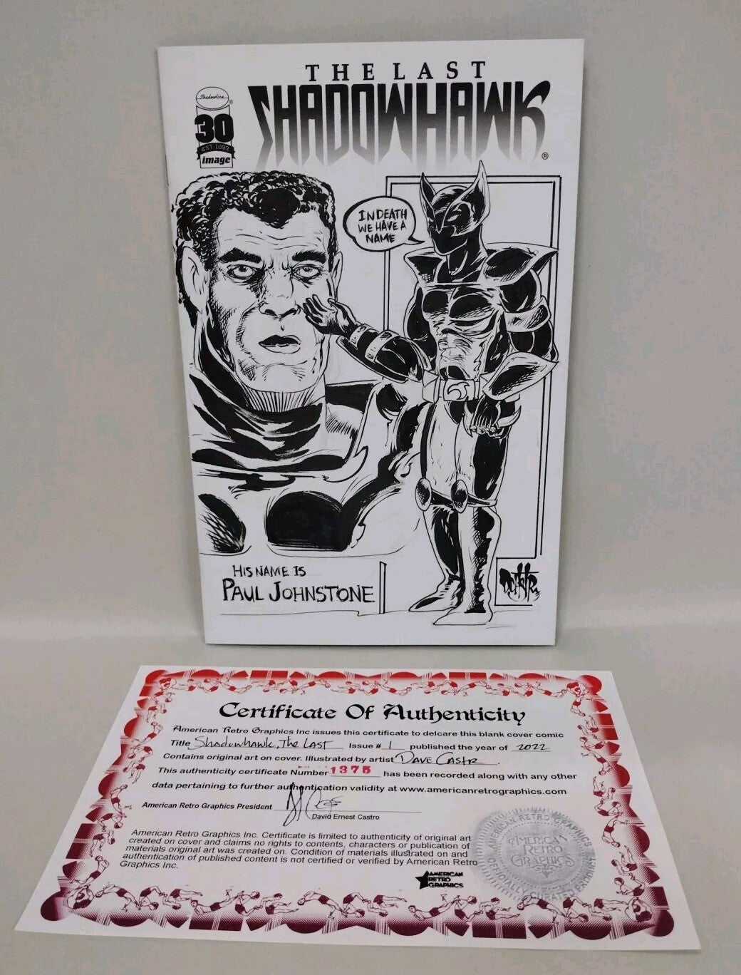 THE LAST SHADOWHAWK #1 Blank Cover Variant Image Comic w Original DCastr Art COA