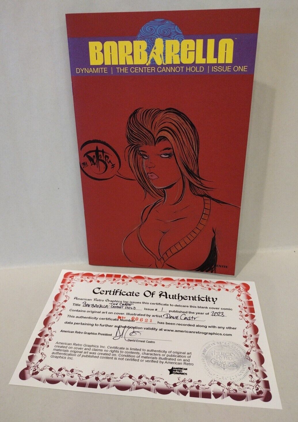 Barbarella Center Cannot Hold 1 Dynamite Red Blank Cover Comic w Original Sketch