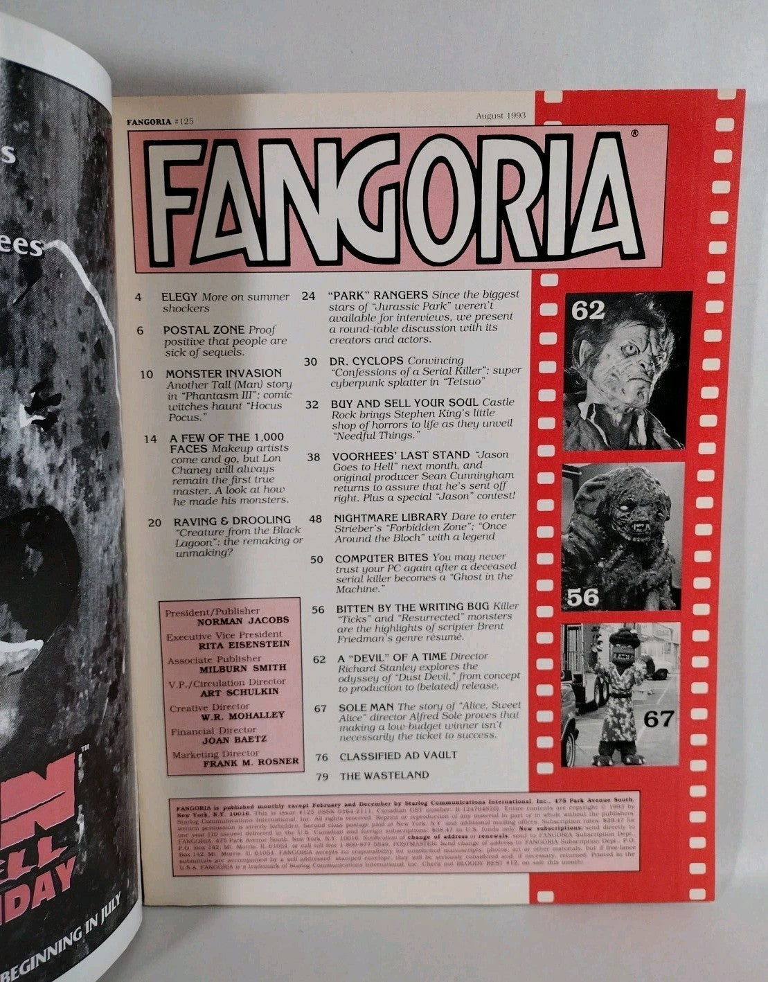 FANGORIA Magazine 125 (1993) Jason Goes To Hell Phantasm III Jurassic Park VF