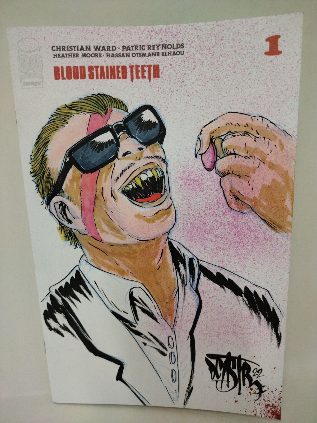 BLOOD STAINED TEETH #1 (2022) Blank Cover Comic w Original ATTICUS SLONE Art