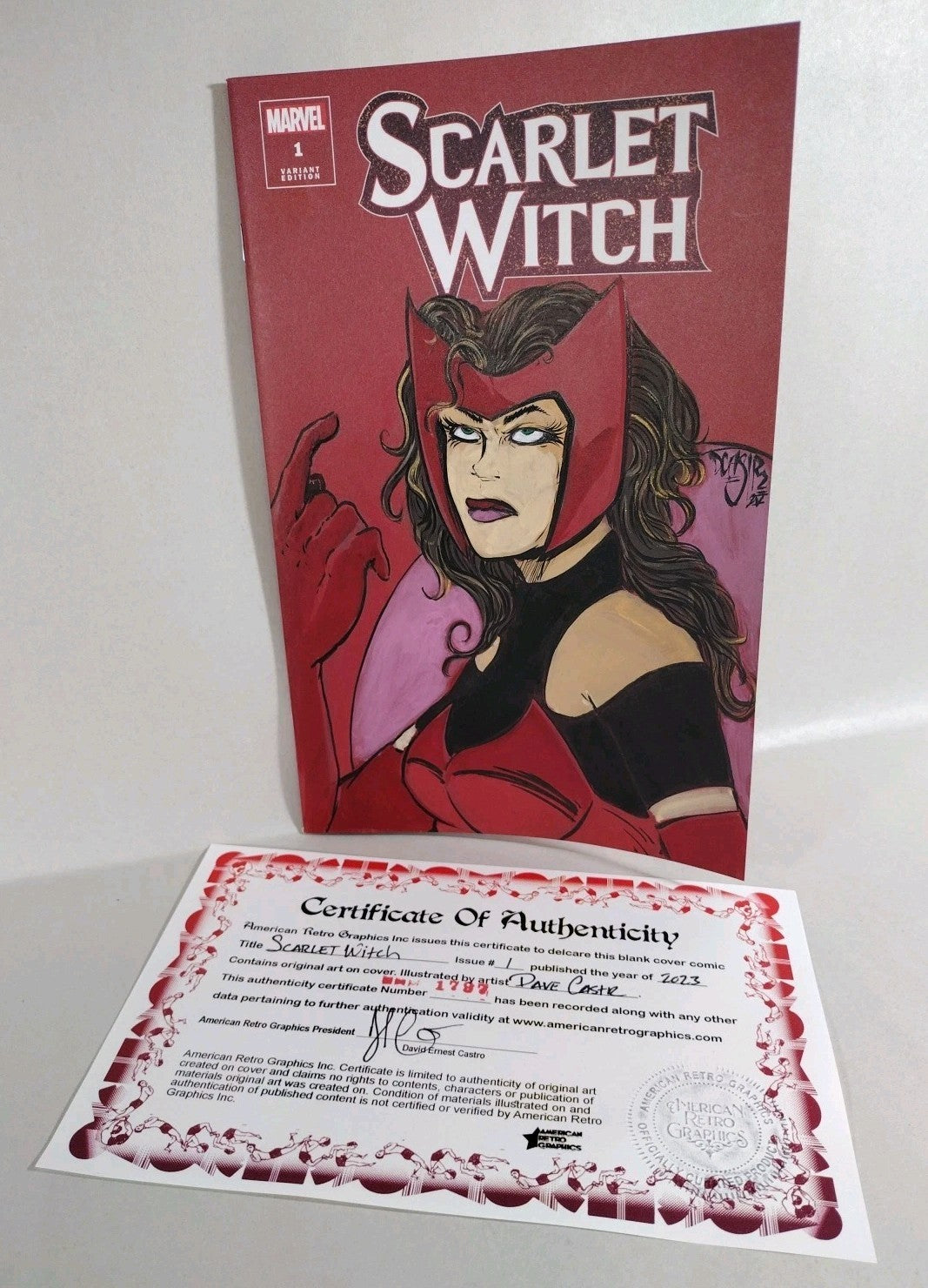 Scarlet Witch #1 (2023) Blank Red Cover Marvel Comic w Original DCastr Art