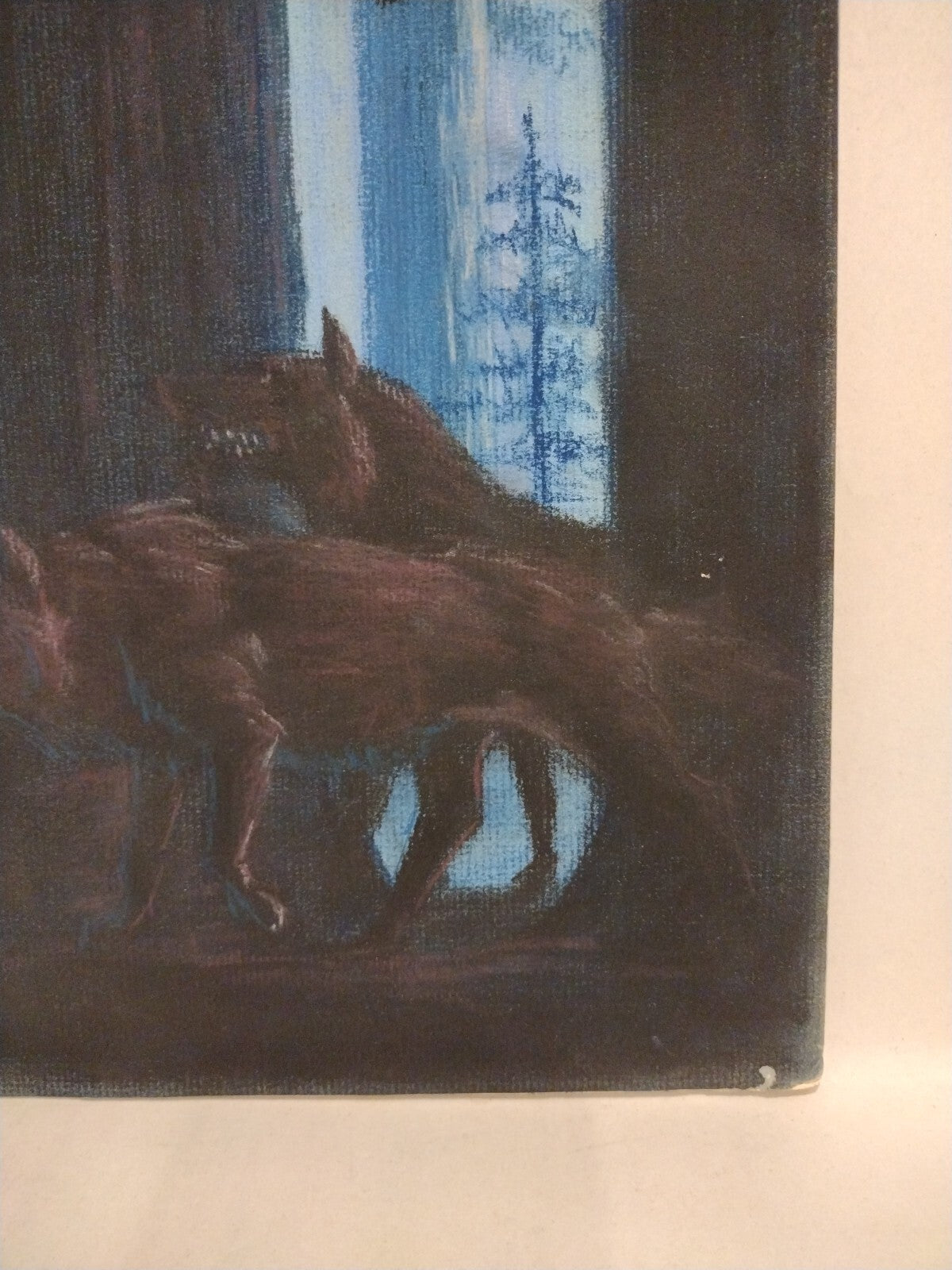 Original Doug Lefler (1984) Fantasy Oil Pastel Illustration Set Wolves Dragon 
