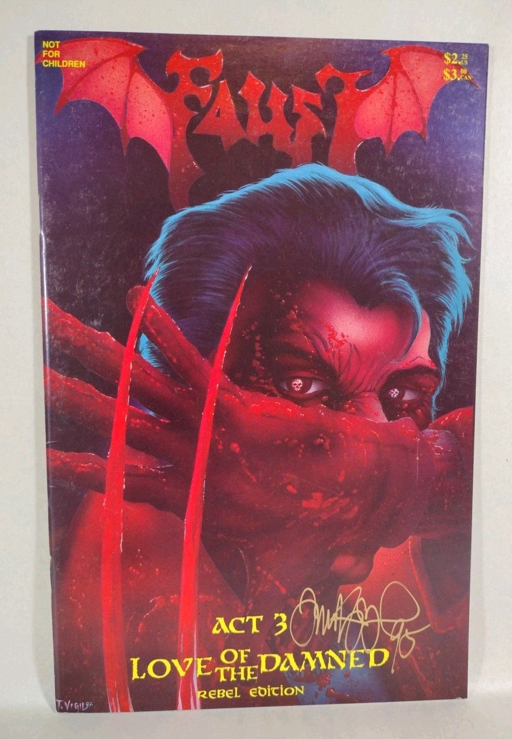 Faust Love of the Damned 3 (1992) Rebel Studios Comic 2nd Print Signed Tim Vigil