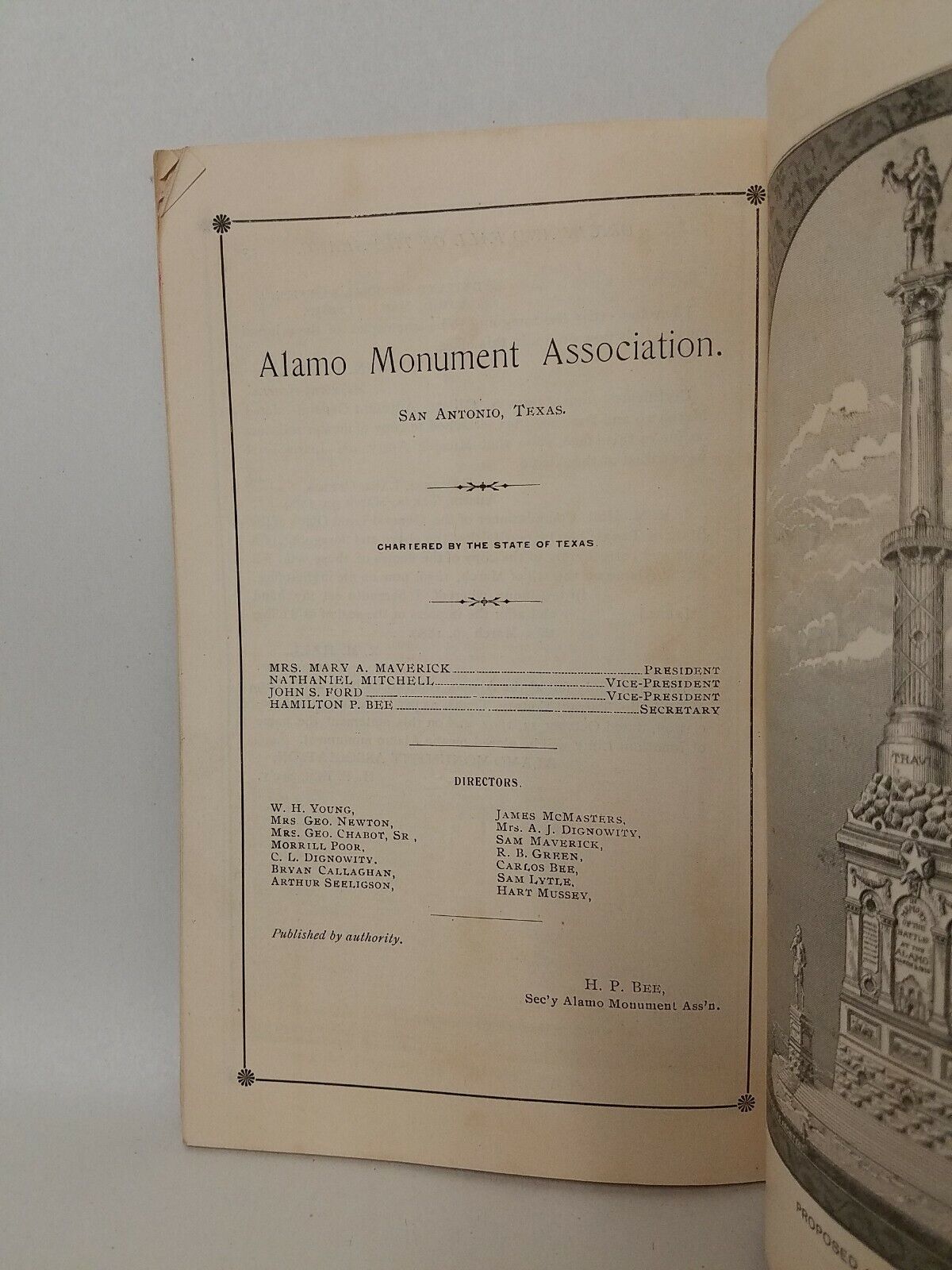 Origin And Fall Of The Alamo 1836 (1896) 1st Print Col. JNO. S. Ford w Illust.