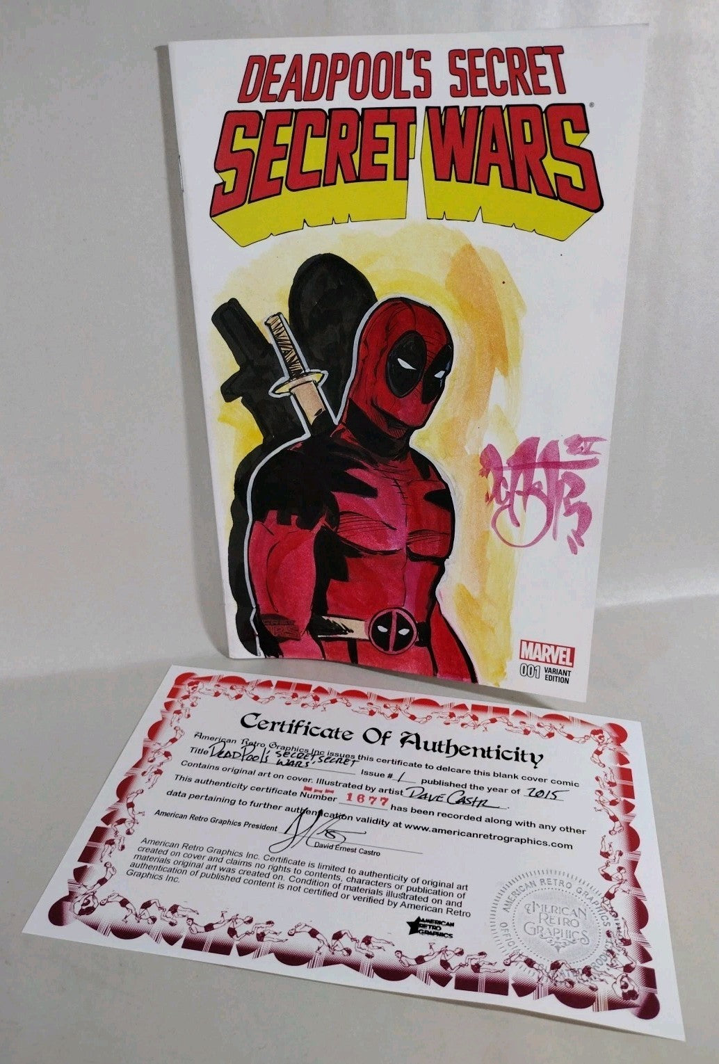 DEADPOOL'S SECRET #1 Sketch Cover Variant Marvel Comic w Original Dave Castr Art