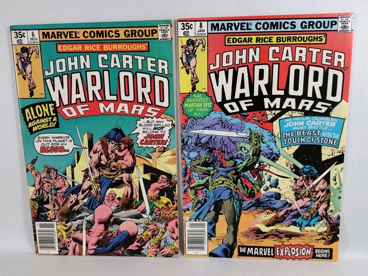 John Carter Warlord Of Mars (1977) Marvel Comic Lot #1 2 3 4 5 6 8 15 16 
