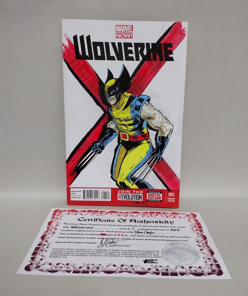 WOLVERINE #1 Blank Cover Variant Marvel Comic 2013 w Original DAVE CASTR Art