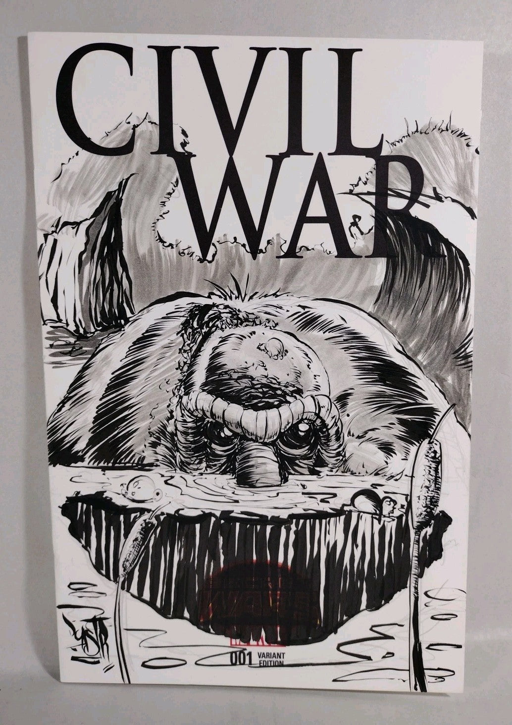 CIVIL WAR #1 (2015) Marvel Sketch Variant W Original Art DCastr Man-Thing Art