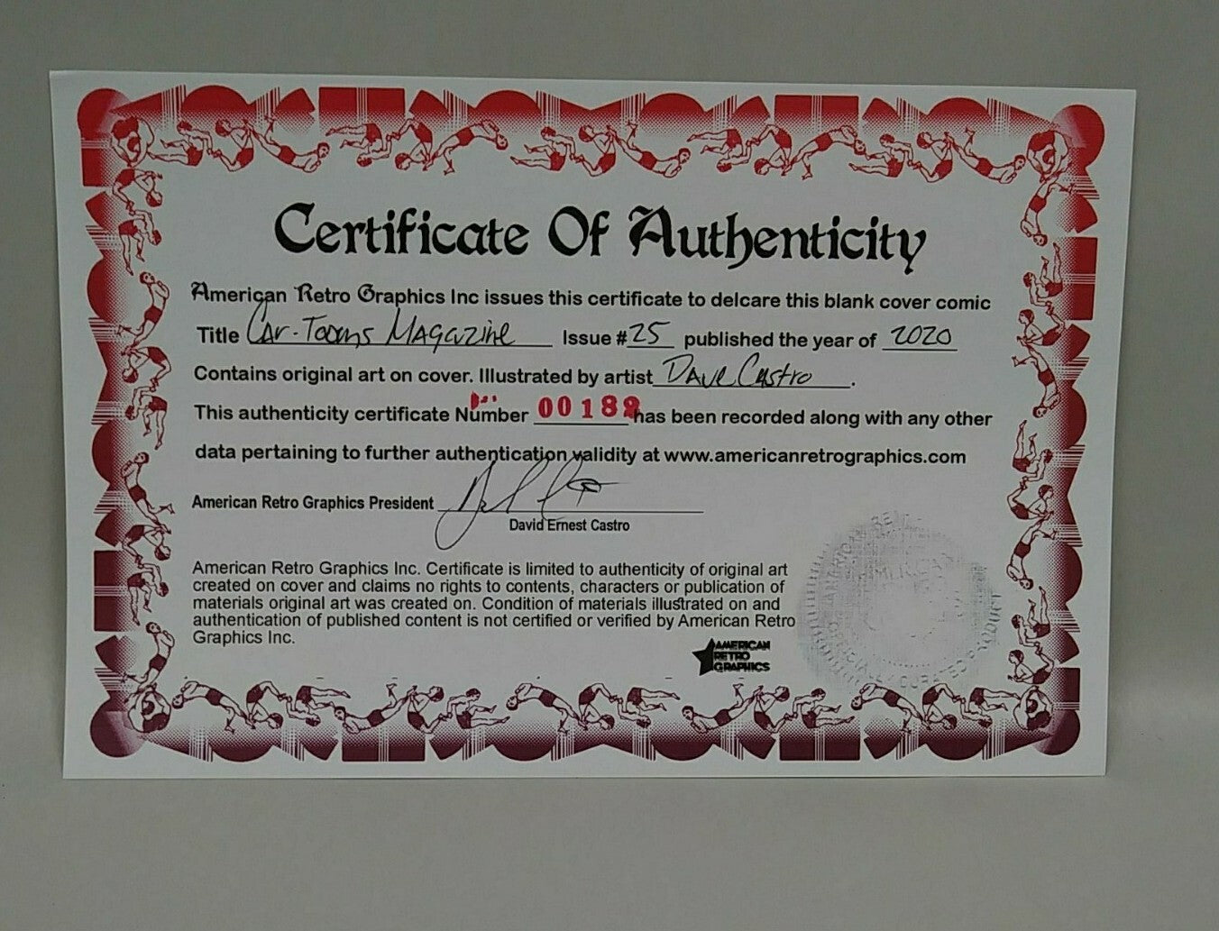 CAR Toons #25 (2020) Sketch Cover Comic w Original Dave Castr Art ARG