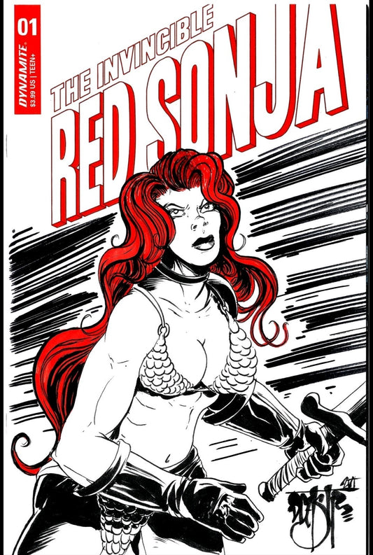 Invincible Red Sonja 1 Dynamite Comic Sketch Variant Cover W Original DCastr Art