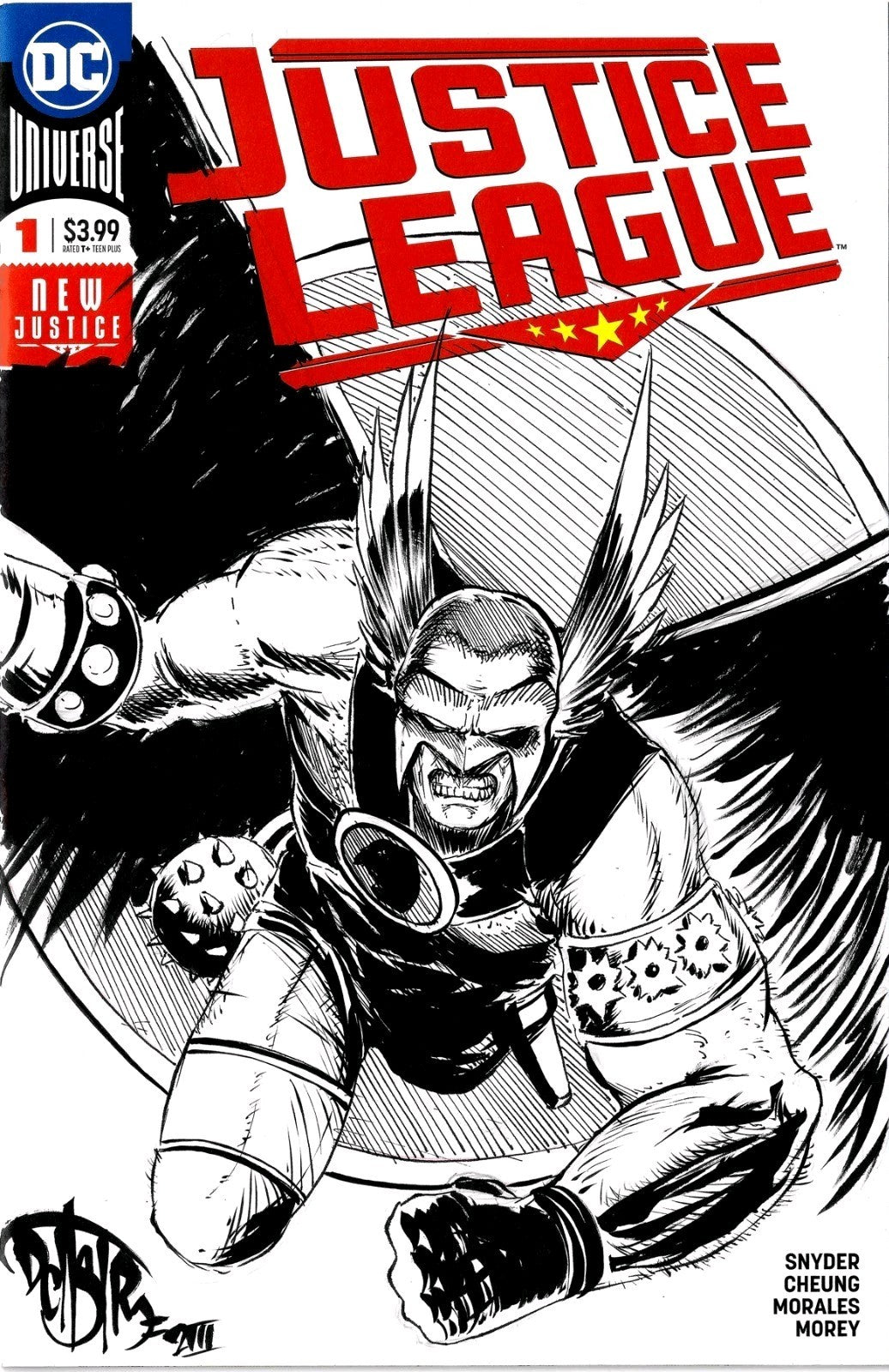 Justice League #1 (2018) DC Sketch Var Comic Cover W Original Hawkman DCastr Art