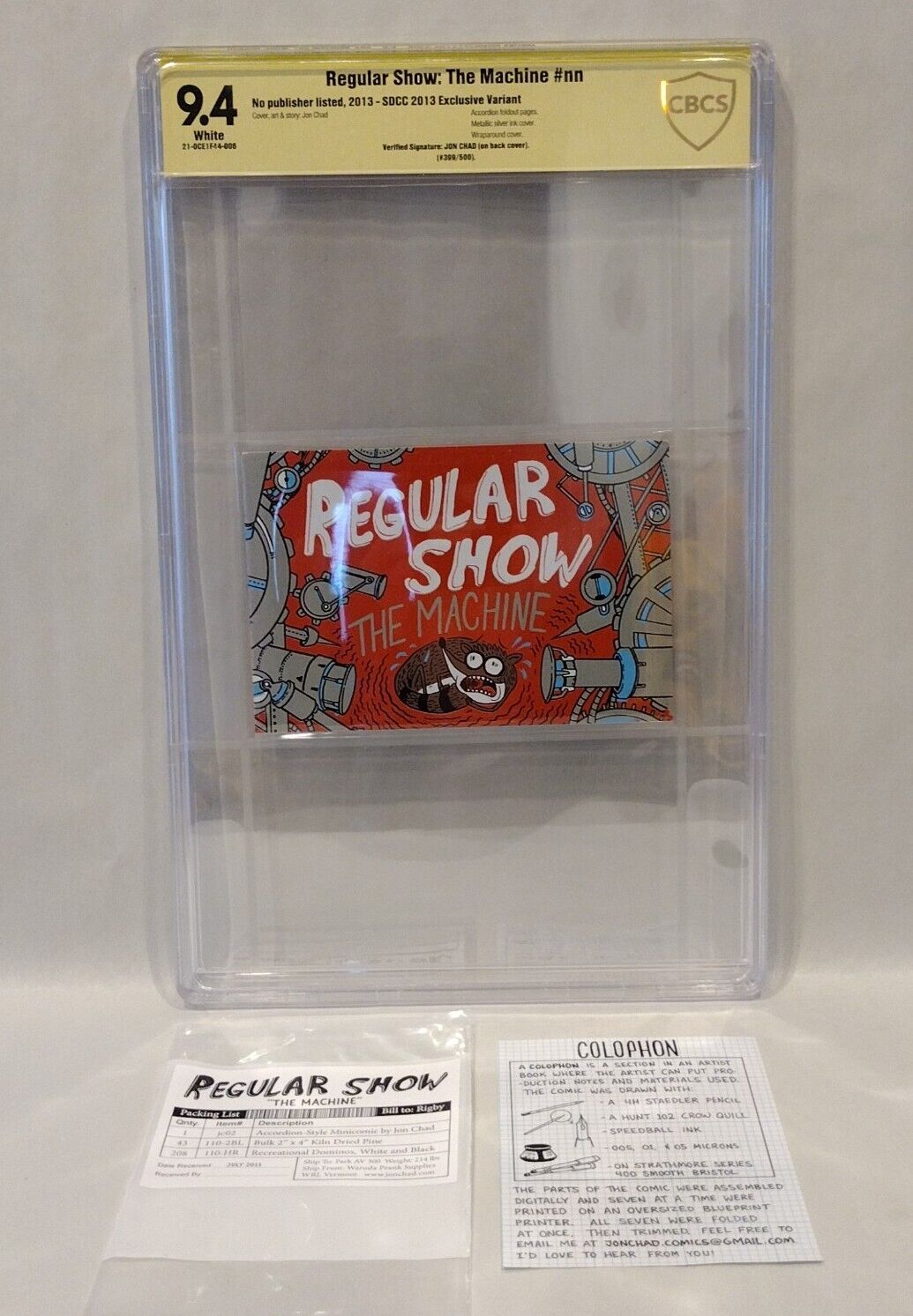 Regular Show The Machine (2013) Jon Chad Comic Ashcan Signed #'ed 399 CBCS 9.4