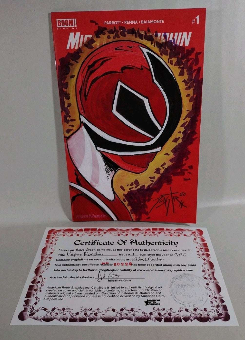 MIGHTY MORPHIN #1 (2020) Red Sketch Cover Variant Comic W DCastr Red Ranger Art