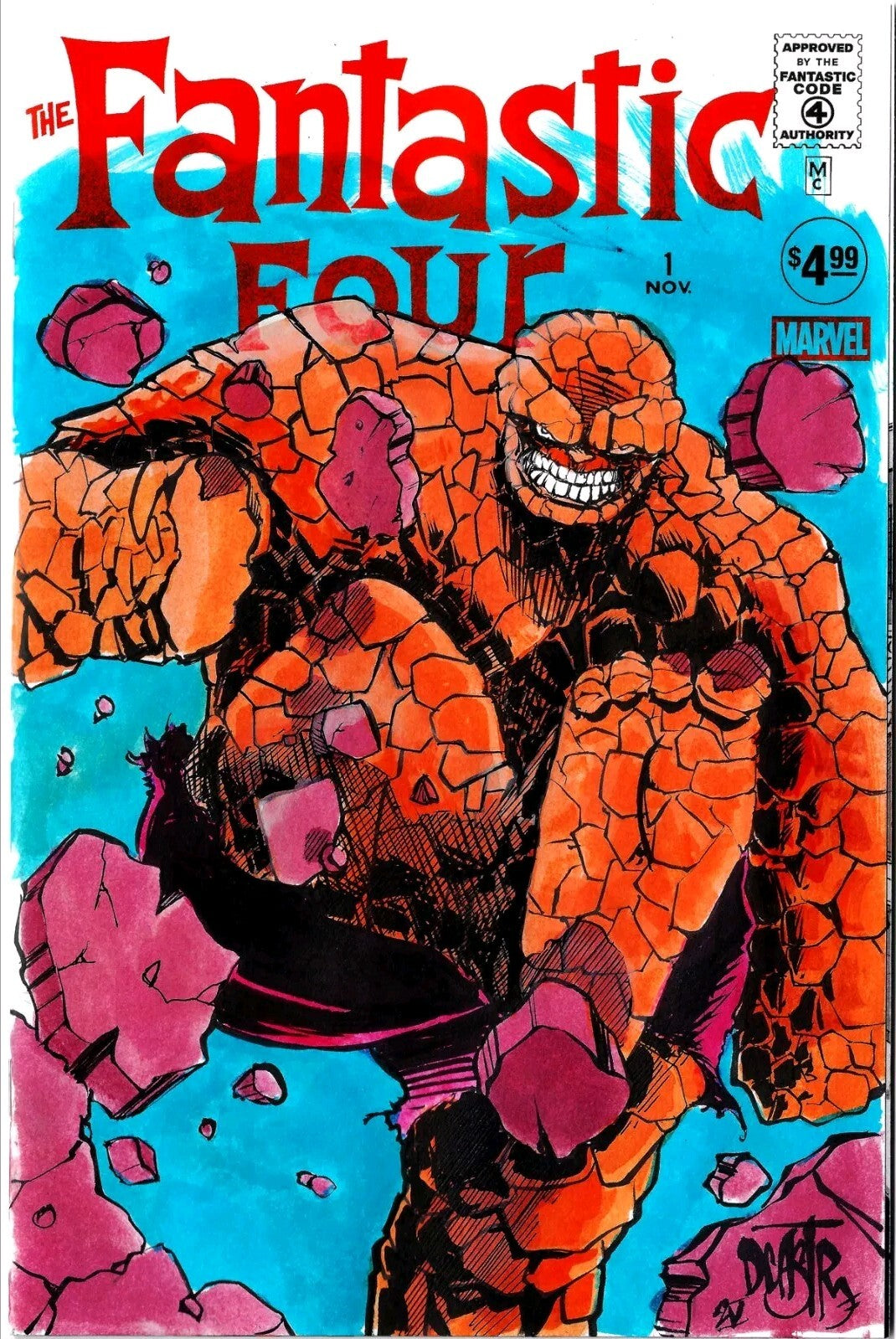 Fantastic Four 1 Marvel Comic 2025 Facsimile Sketch Cover W Original DCastr Art