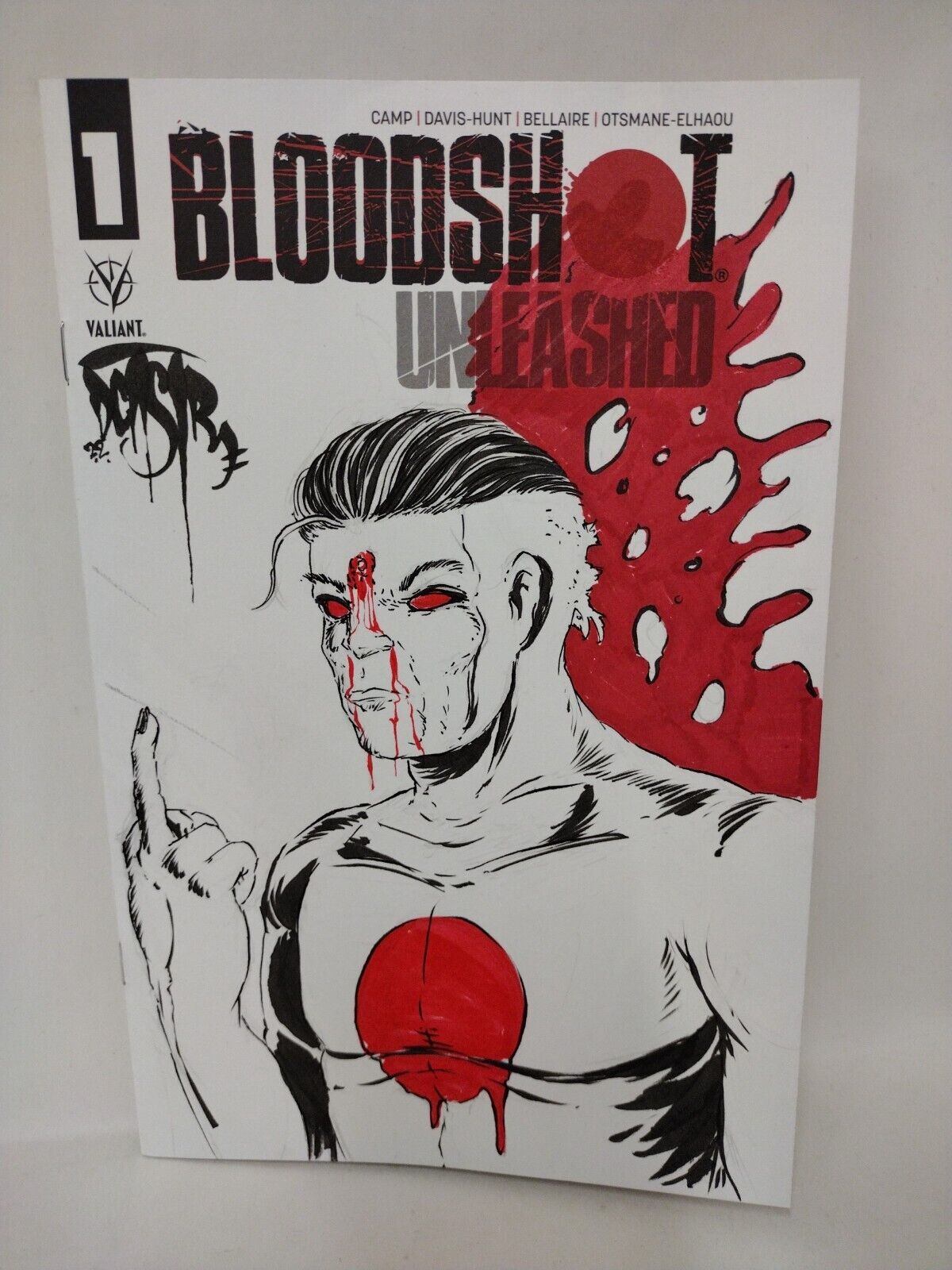 Bloodshot Unleashed 1 (2022) Valiant Comic Blank Cover w Original DCastr Art COA