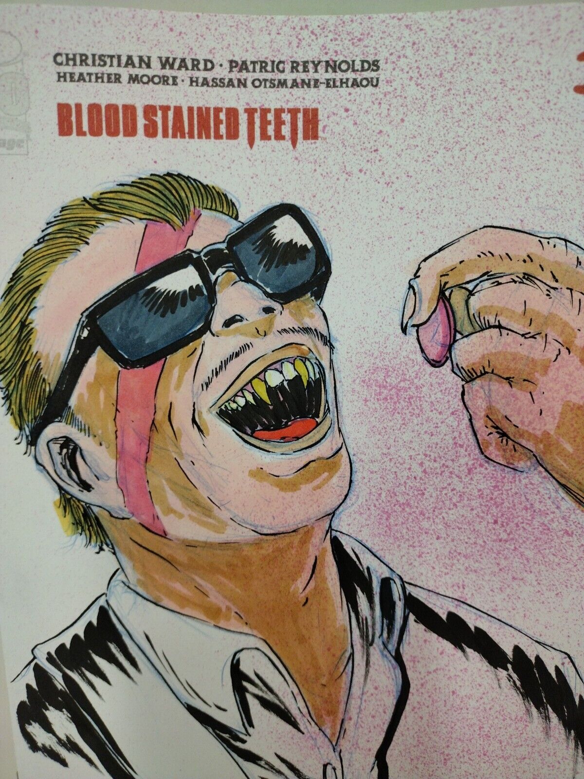 BLOOD STAINED TEETH #1 (2022) Blank Cover Comic w Original ATTICUS SLONE Art