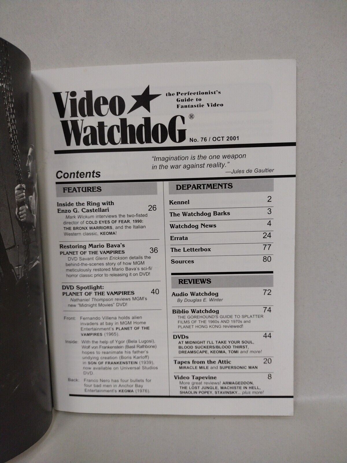 Video Watchdog Magazine (2001) #76 Planet Of The Vampires Mario Brava Coffin Joe