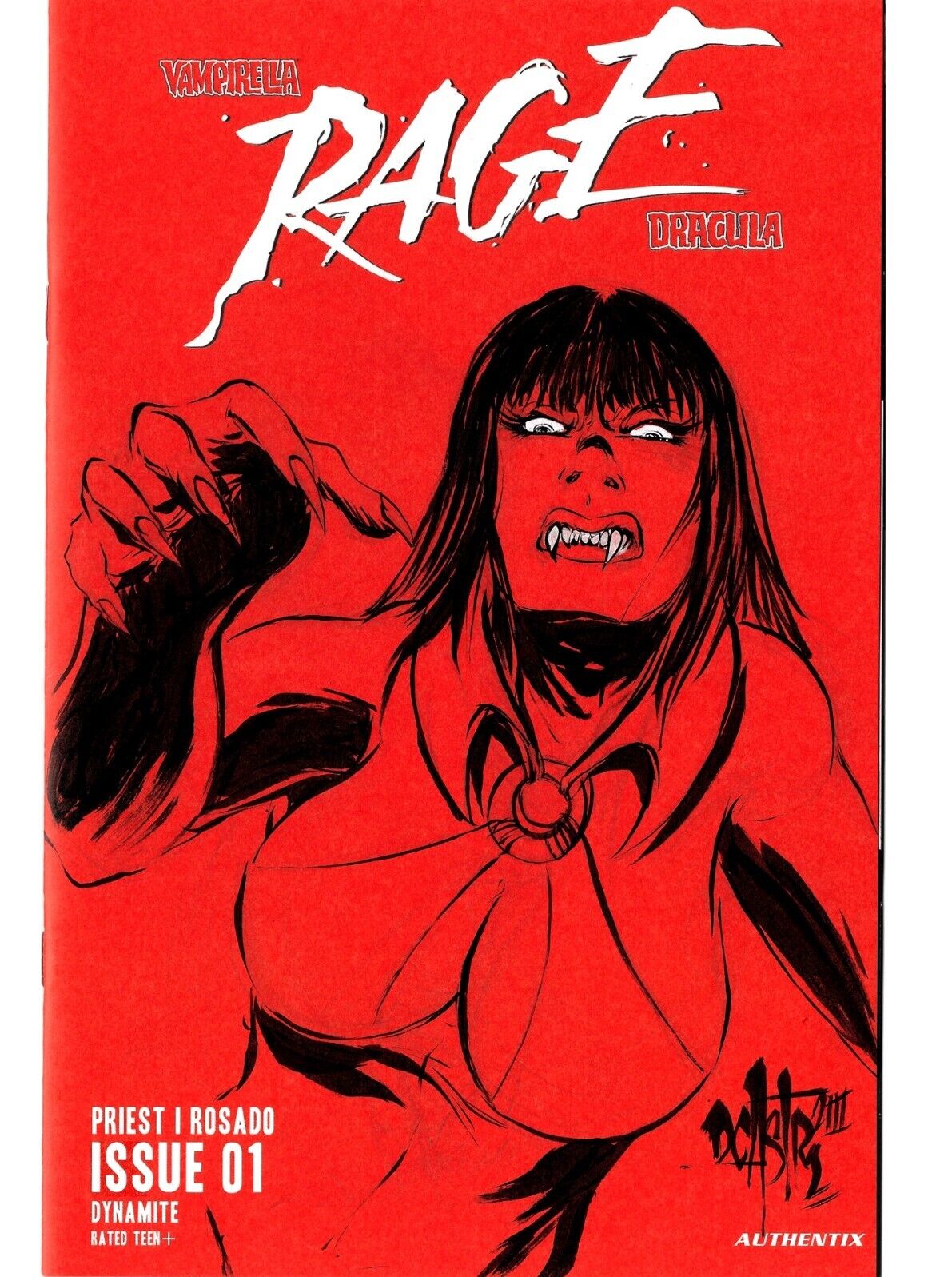 Vampirella Dracula Rage 1 (2023) Dynamite Sketch Cover W Dave Castr Original Art