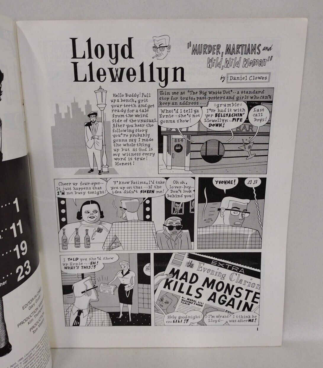 Lloyd Llewellyn (1986) #1 Daniel Clowes Fantagraphics Comic Magazine 1st Print 