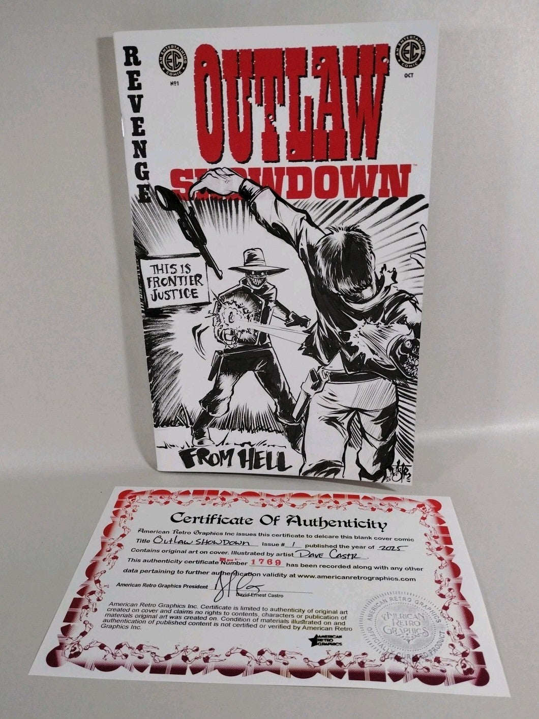 Outlaw Showdown #1 (2025) EC Comic Sketch Variant Cvr W Original Dave Castr Art