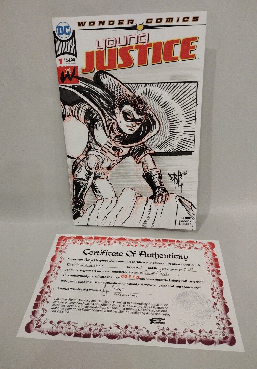 Young Justice #1 (2019) Blank Sketch Variant Cover W Original Robin Art DCastr