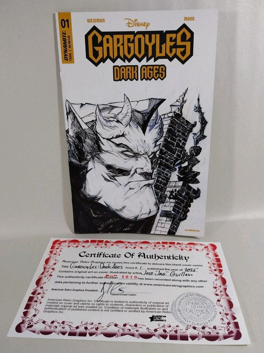GARGOYLES Dark Ages #1 Dynamite Sketch Cover Comic w Original JAG Goliath Art