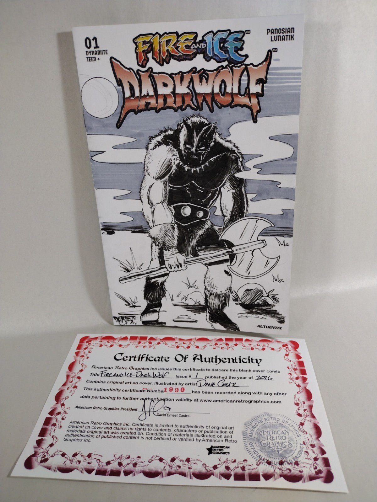 FIRE & ICE Darkwolf #1 Dynamite Sketch Variant Cover Comic W Original Art DCastr