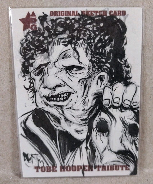 Tobe Hooper Tribute Sketch Card 2022 ARG W Original Dave Castr Leather Face Art
