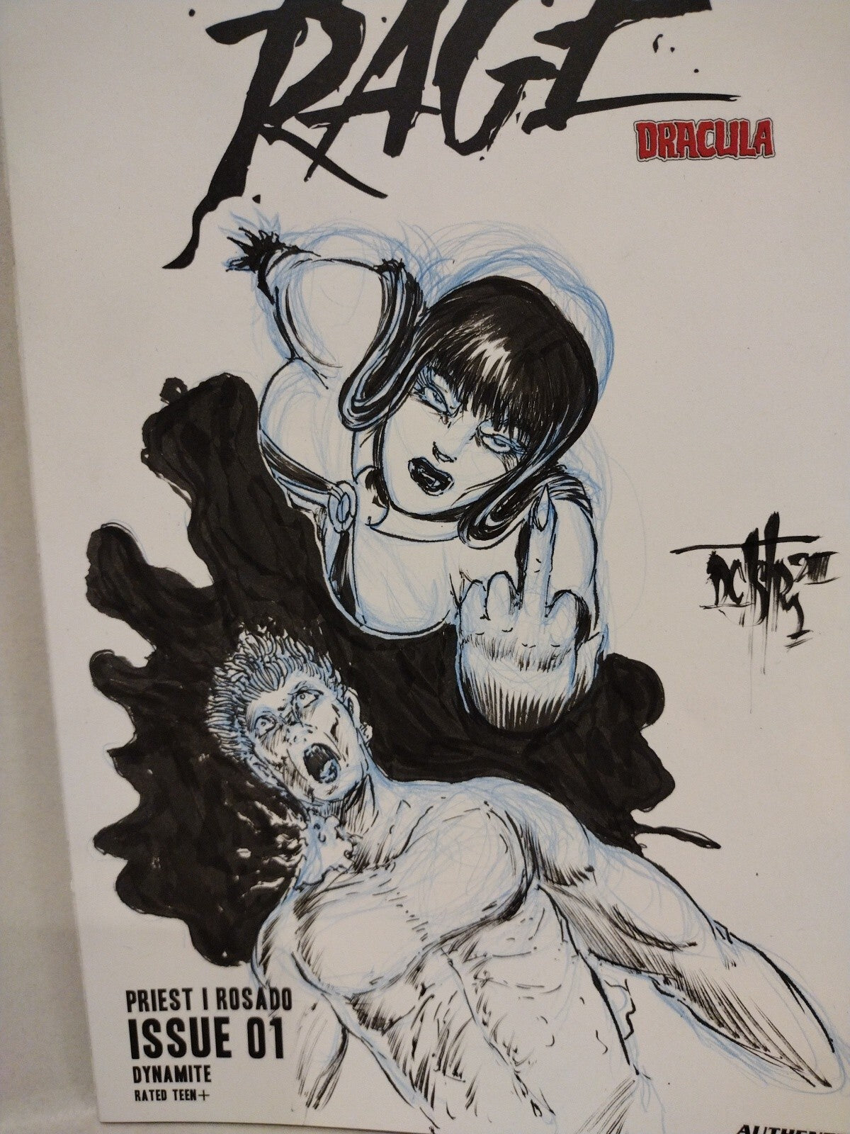 Vampirella Dracula Rage 1 (2023) Dynamite Sketch Cover W Dave Castr Original Art