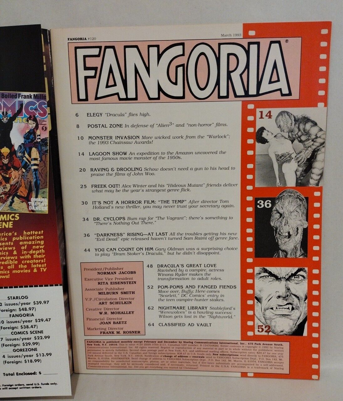 FANGORIA Magazine #120 (1992) Army Of Darkness Warlock II Dracula Mutant Freaks