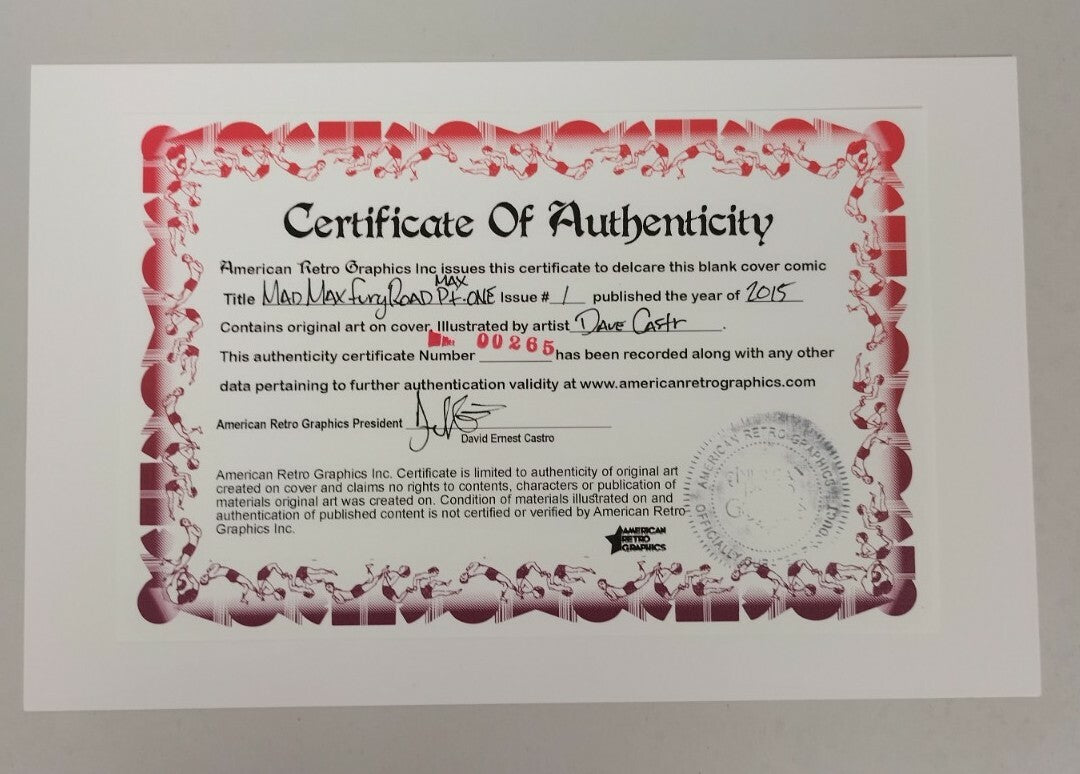 Mad Max Fury Road Max Part 1 #1 Sketch Cover Variant Comic W Original DCastr Art