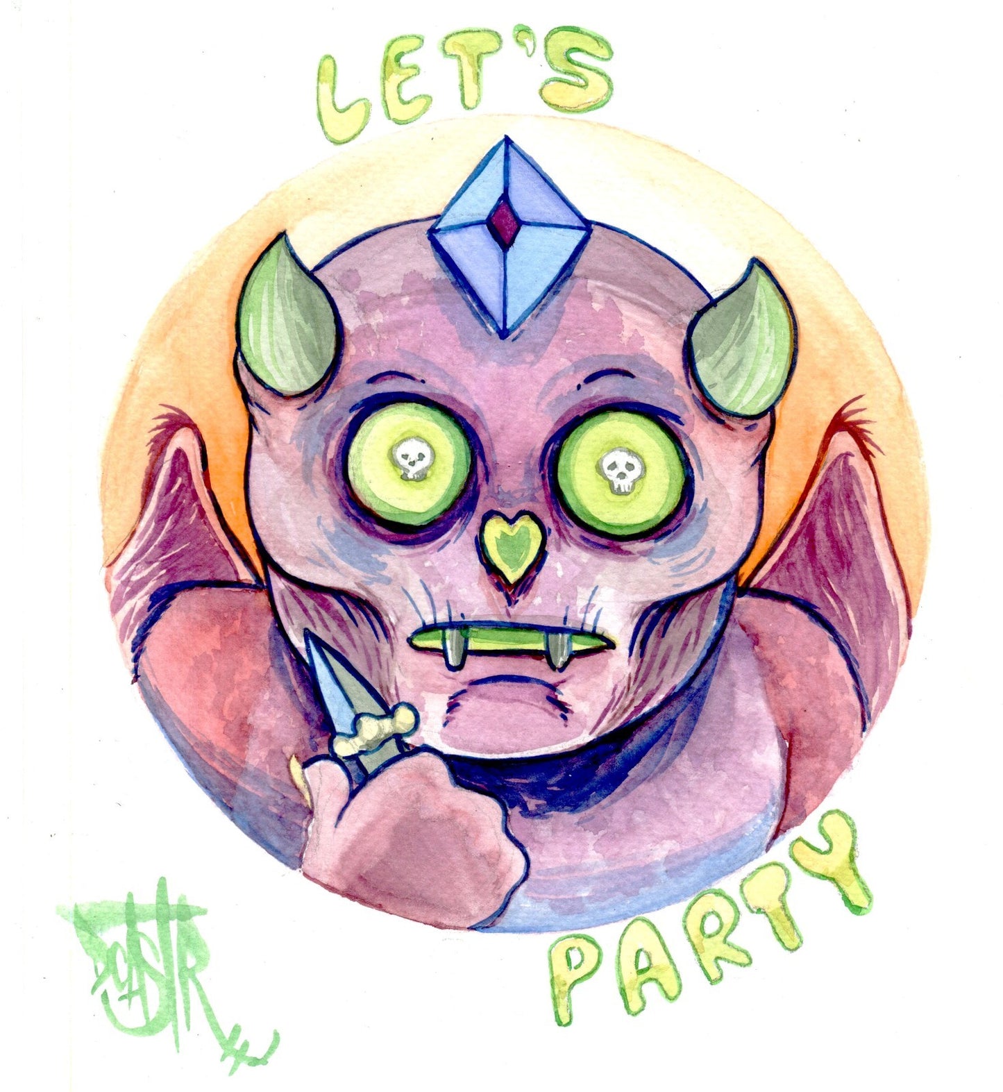 Let’s Party 8 X 10” Original (2019) Dave Castr Watercolor Art W ARG COA #84
