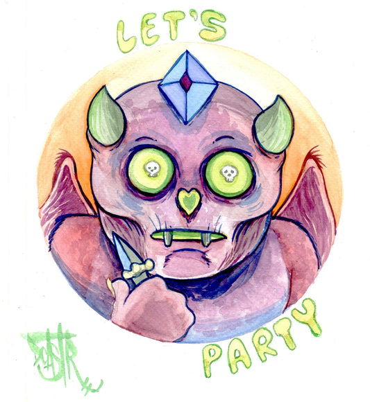 Let’s Party 8 X 10” Original (2019) Dave Castr Watercolor Art W ARG COA #84
