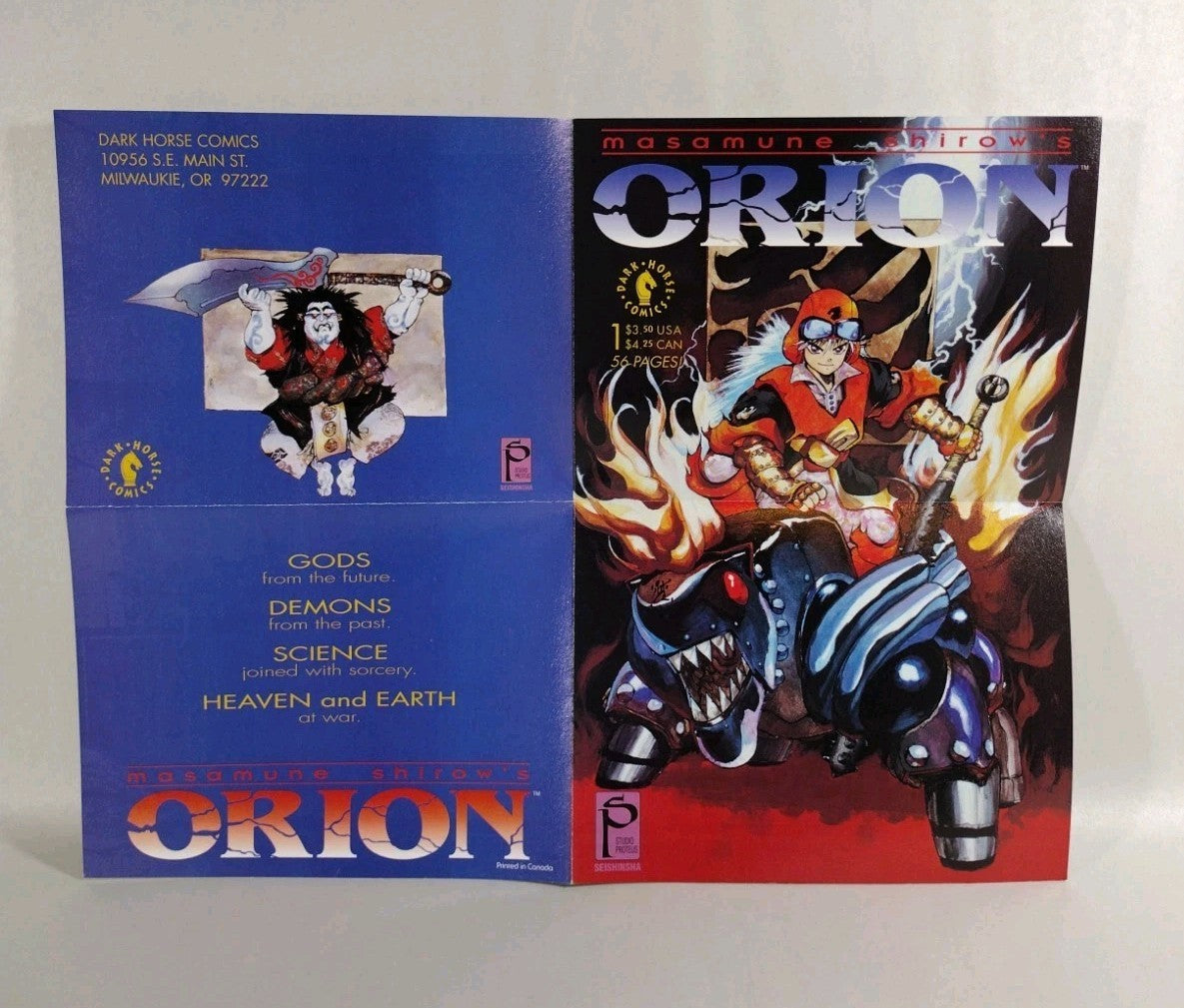 Masamune Shirow’s Orion 1992 Double Sided Dark Horse Folded Promo Poster 14 X 10