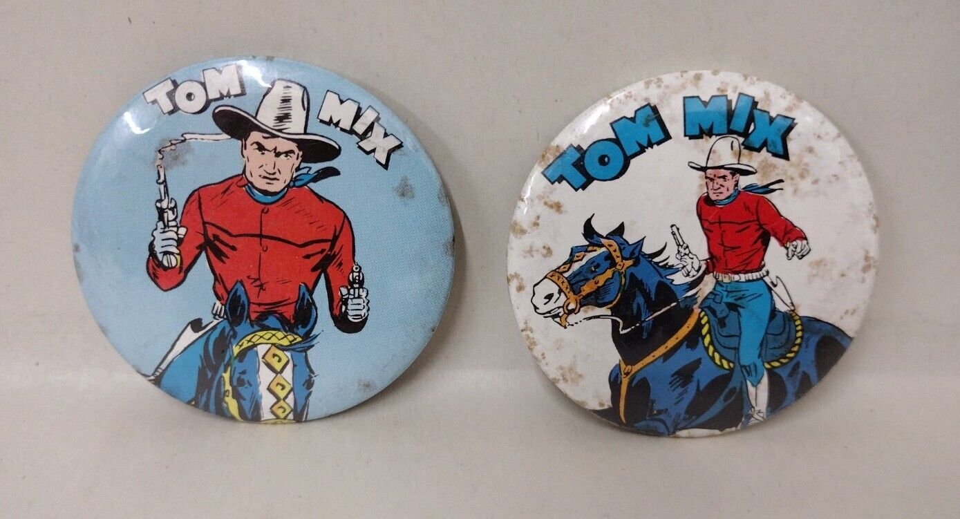 Tom Mix (1989) AC Paragon Cowboy Western Comic 2 Inch Button Set Of 2